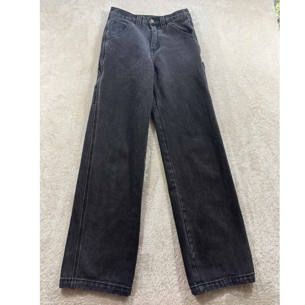 John Galt Womens Carpenter Wide Leg Black Denim Jeans Size S Meas: 26x31.5